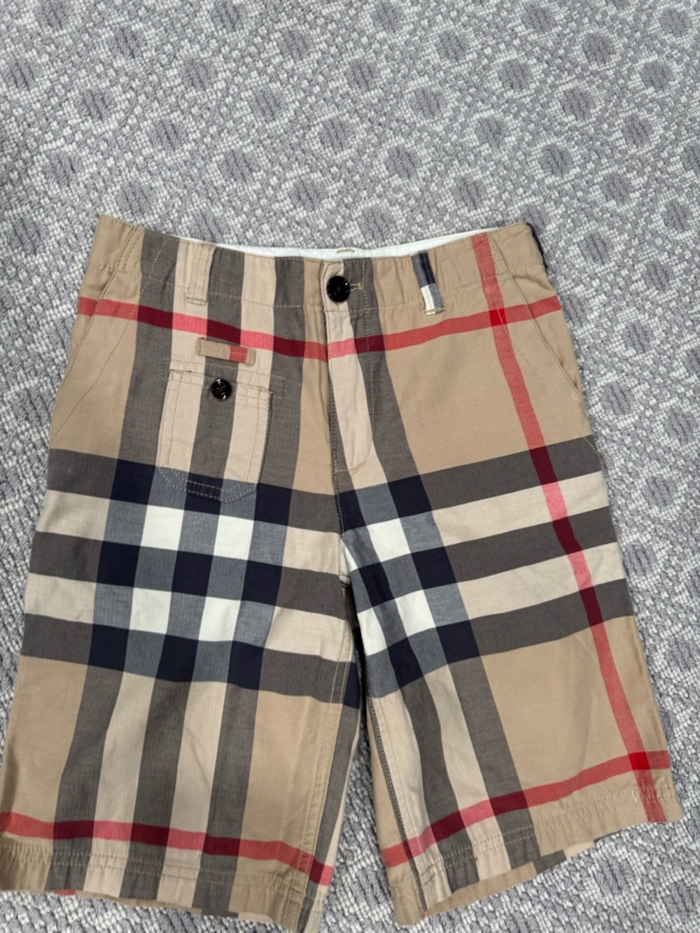 Burberry Beige and Black Plaid Cotton Shorts